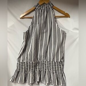 INC International Concepts Black and White Striped Halter Top